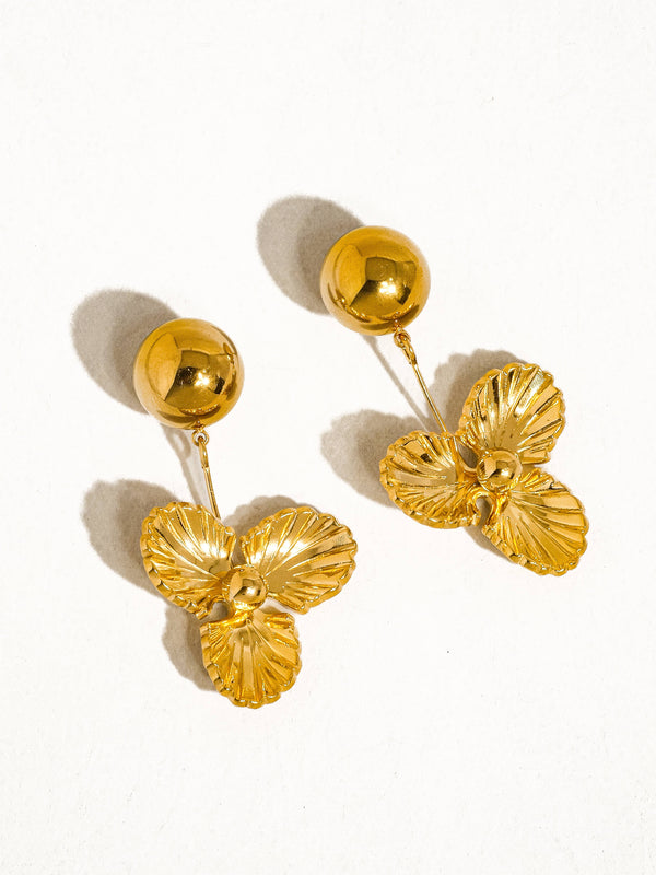 Elyse 18K Gold Non-Tarnish Floral Drop Earring